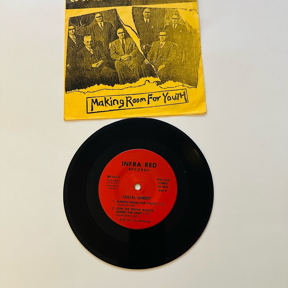 Rush Hour Social Unrest Record Rare Find 1981 45 Vinyl Yellow Sleeve